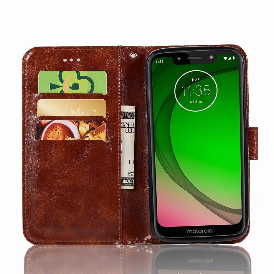 Роскошный откидной бумажник в стиле ретро чехол для Motorola Moto G7 PLAY Обложка на