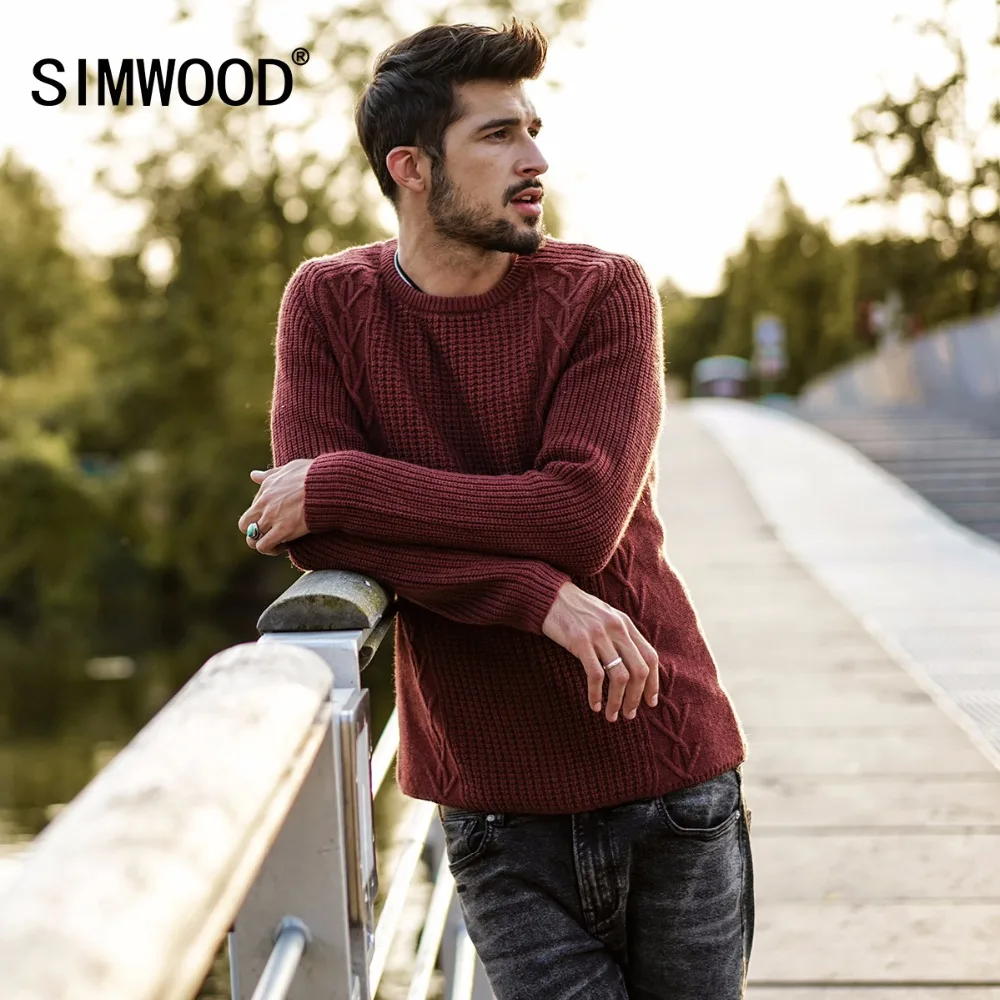 SIMWOOD 2019 Весенние Новые свитера мужские облегающие трикотажные пуловеры