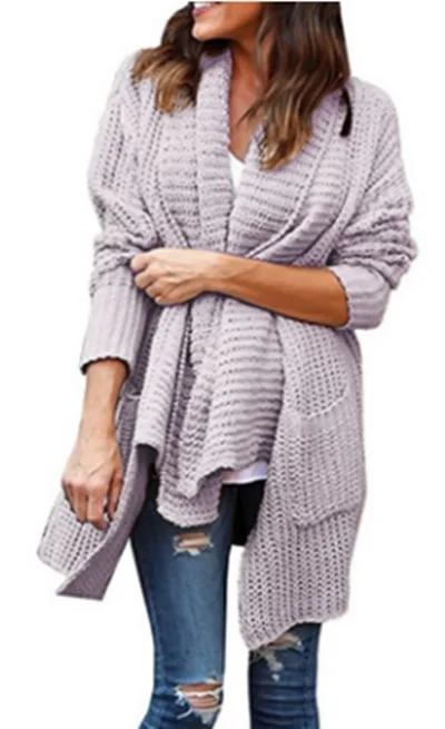 2019 hot style knit shirt baggy large size double pocket irregular lapel sweater cardigan |