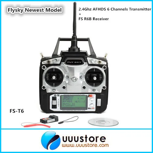 Flysky новейшая модель FS T6 2 4 Ghz AFHDS 6 каналов с ЖК экраном передатчик + R6B приемник