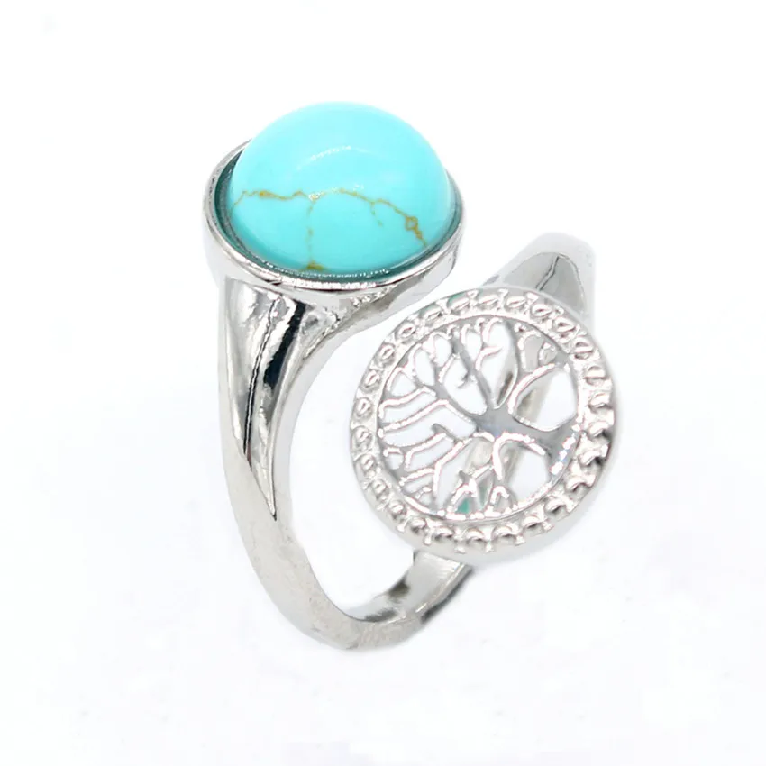 Модные бусины уникальное посеребренное кольцо с древом жизни изменяемым
