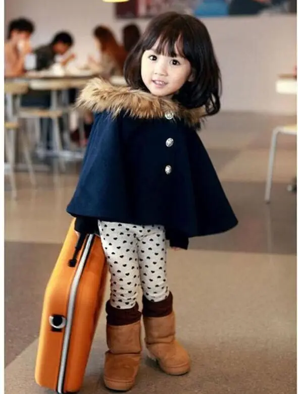 2016 новых девушек в Корейской зимой дети толстый шерстяной твид пальто цвета Плащ