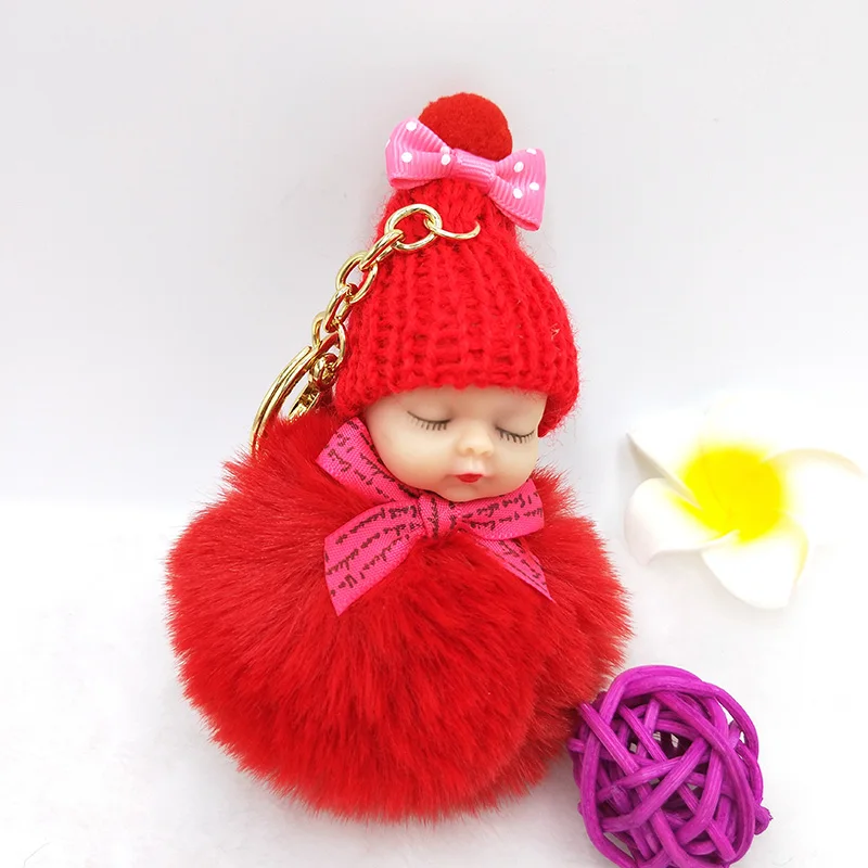 XDPQQ new imitation rabbit hair key ring plush fluffy sleeping doll chain car pendant jewelry | Украшения и аксессуары