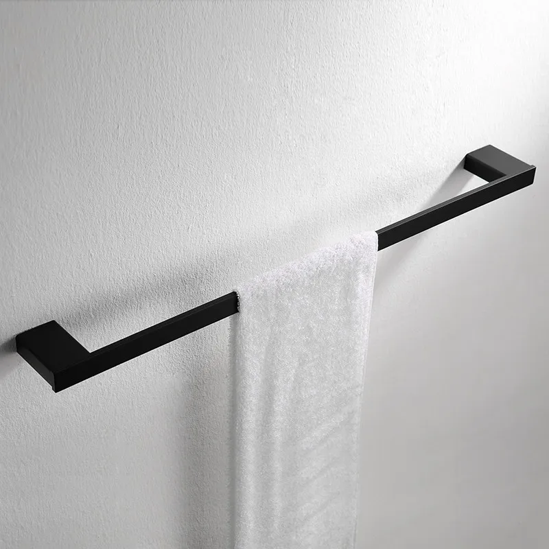 single towel bar Набор аксессуаров для ванной из нержавеющей стали 304, угловая полка для полотенец, держатель для бумаги, держатель для туалетной щетки, черный набор аксессуаров для ванной - Цвет: single towel bar