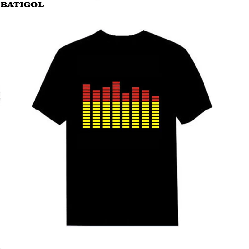 BATIGOL 2018 New Arrivals Women Short T-shirt Sound Activated Led Light Up and Down Flashing Equalizer Rock Disco Party DJ Tops | Женская