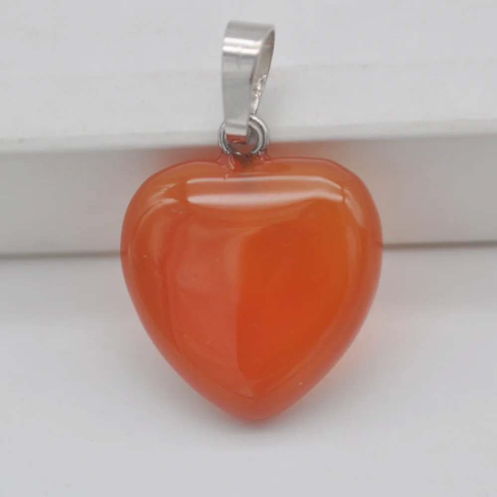 Red Carnelian Натуральный Лабрадорит/авантюрин/кристалл/Сердолик/Песчаник/камень тигровый глаз сердце драгоценный камень кулон счастливые ювелирные изделия для подарка 1 шт - Окраска металла: Red Carnelian