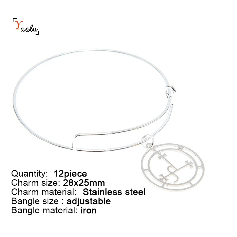 12piece Bangle Demons ювелирный набор сатана Sceal знак Лилит знак демоны из нержавеющей стали Шарм ожерелье браслет керинг серьги лодыжки - Окраска металла: 12piece Bangle