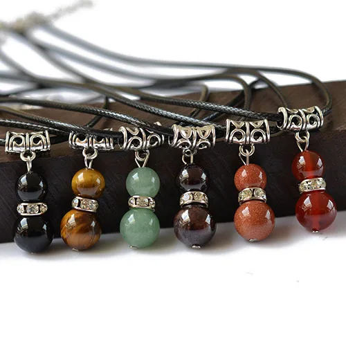 Ожерелье из натурального камня тигровый глаз гранат оникс ожерелье черной кожи