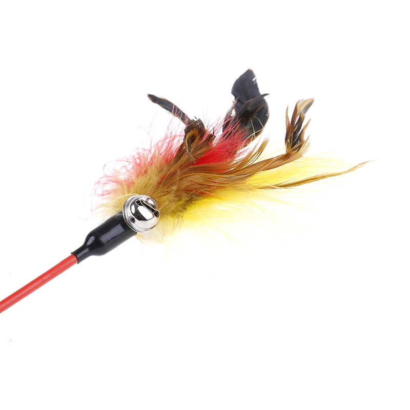 5 шт. игрушки для кошек мягкие цветные с перьями колокольчики котенок забавные