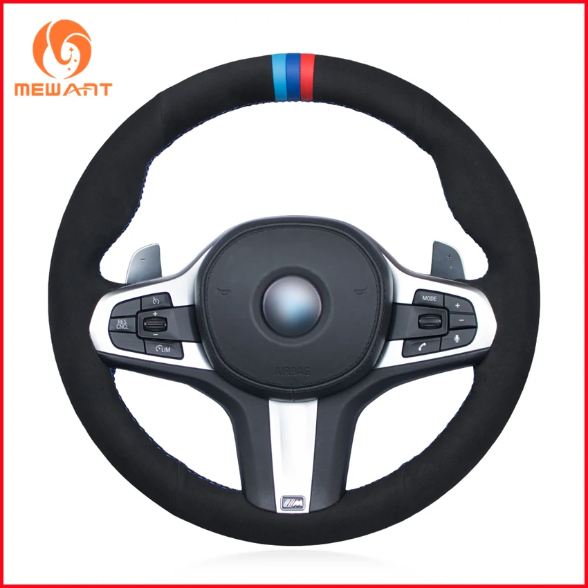 Чехол на руль автомобиля MEWANT из черной замши для BMW G30 525i 530i 530d M550i M550d 2017 2018 G32 630i 640i M