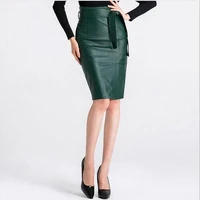 autumn winter sexy high waist leather skirts high quality leather skirt women plus size 4xl womens belted fashion pencil skirt
