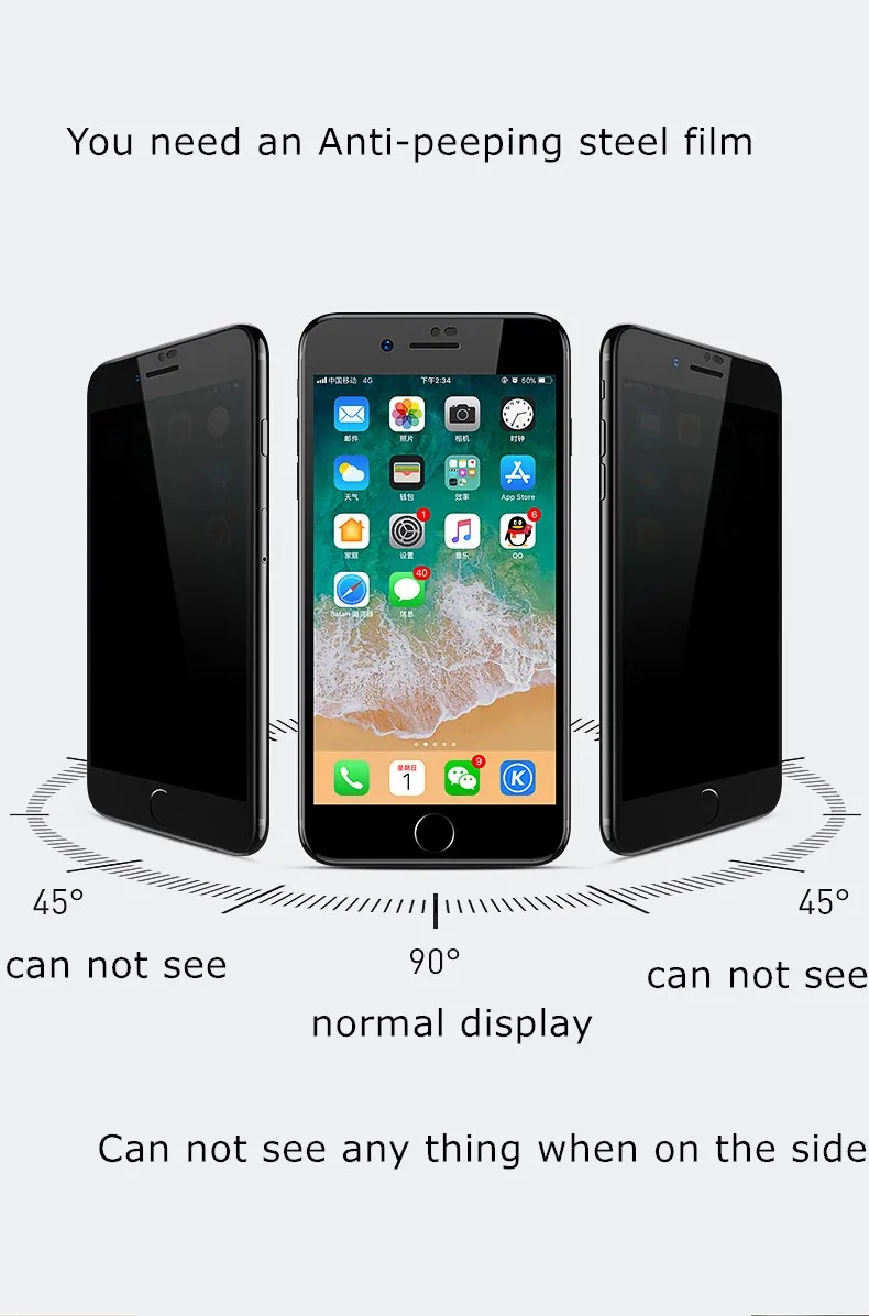 GUSGU 9H 3D изогнутое Полноразмерное покрытие из закаленного стекла для iPhone 6 6s защита экрана анти-пип пленка для конфиденциальности для iPhone 6 6s plus
