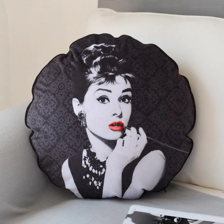 Классический элегантный черный Одри Хепберн бархатный круглый чехол для подушки