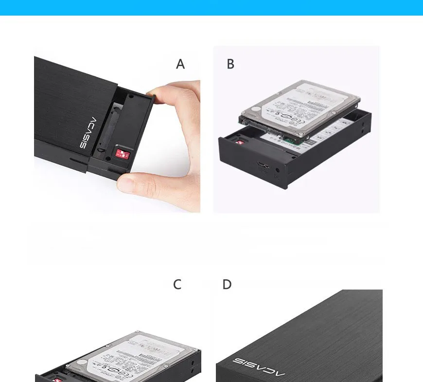 Acasis DT-S2 USB3.0 eSATA 2," двойной жесткий диск Raid корпус Поддержка 2 ТБ HDD RAID0 RAID1 JBOD SPAN алюминиевый сплав 5 Гбит/с