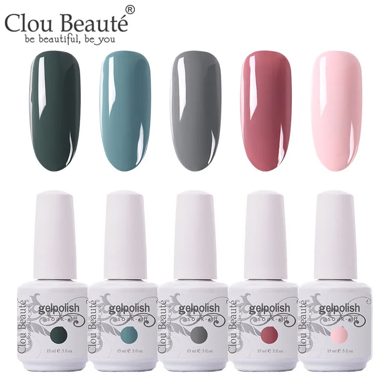 5pcs-15ml-ZH32 Clou Beaute, розовый, телесный цвет, чистый Гель-лак, цветной Гибридный Гель-лак, набор для маникюра, полуперманентный Гель-лак Vernis - Цвет: 5pcs-15ml-ZH32