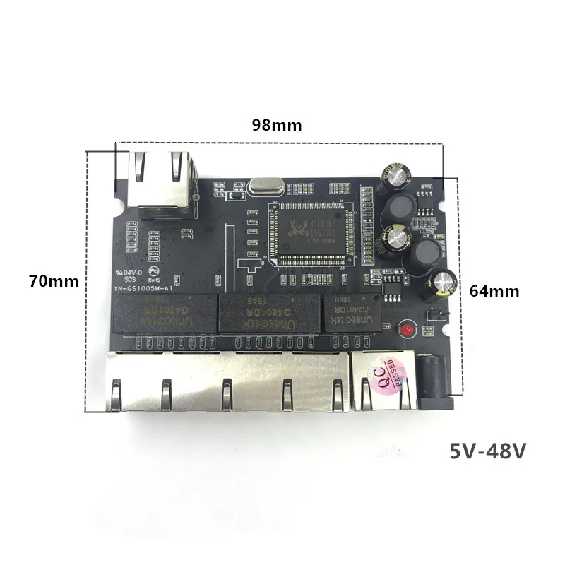 

Industrial Ethernet Switch Module 5/6/8 Ports Unmanaged10/100/1000mbps OEM Auto-sensing Ports PCBA board OEM Motherboard
