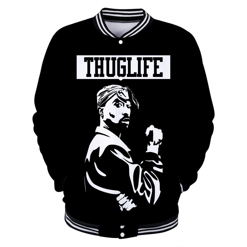 2Pac крутая мужская бейсбольная куртка Весенняя мода тонкий 3D принт с длинным рукавом Бомбер куртка Jaquetas мужские брендовые университетские куртки