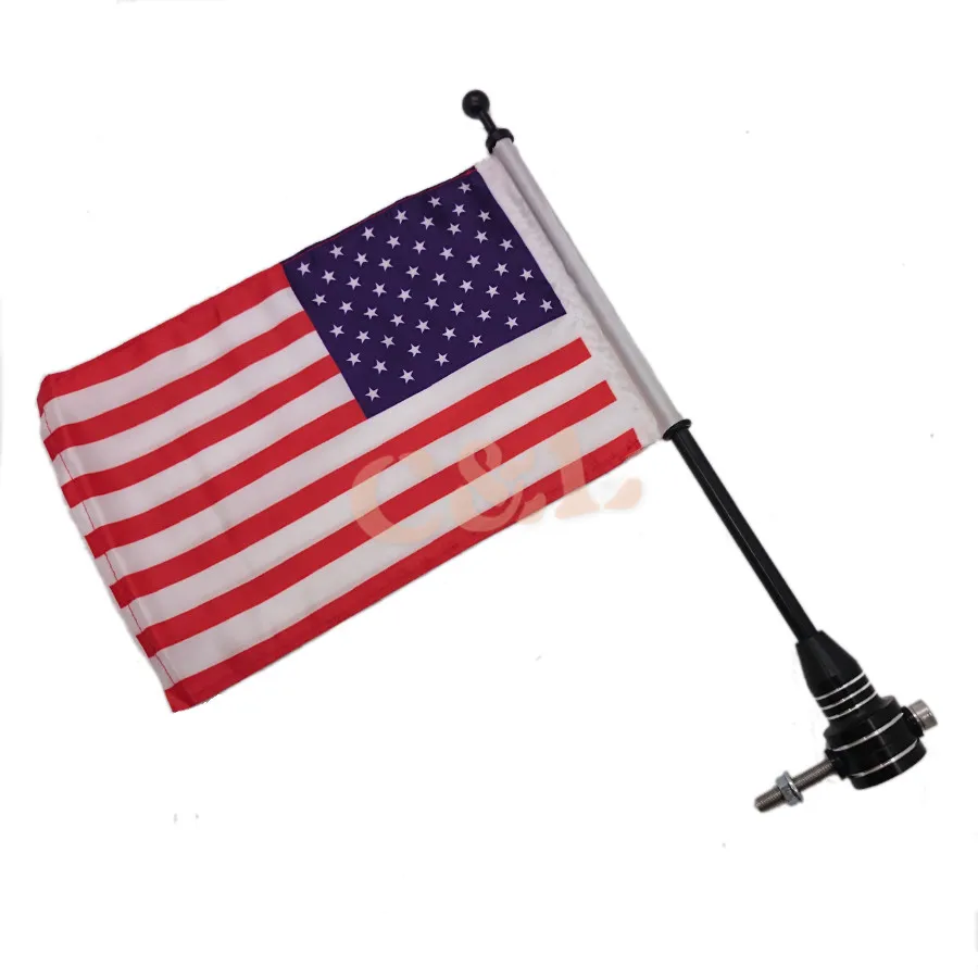 Черный CNC задняя боковая стойка для багажа США американский флаг полюс Harley