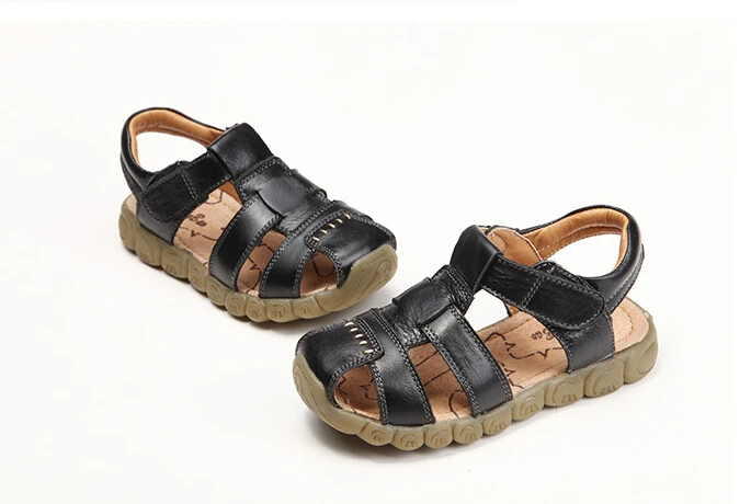 Новинка 4 цвета дизайн для маленьких мальчиков мягкие кожаные сандалии летняя