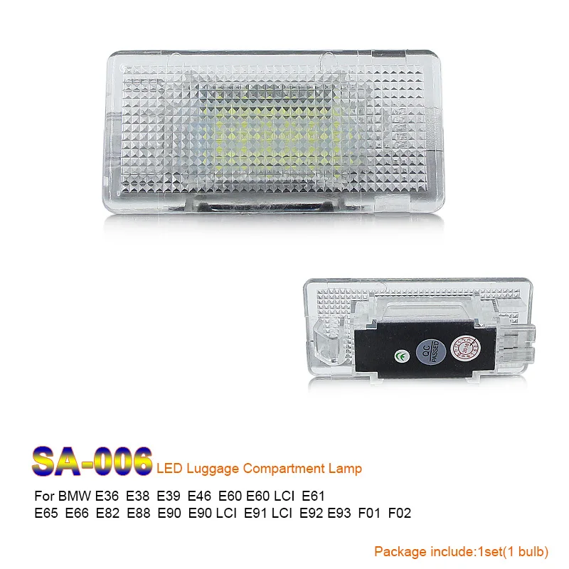 SAARMAT LED Number License Plate Light Luggage Compartment Lamp Error Free for BMW 1 3 5 6 Series Mercedes-Benz 6000K white @12V |