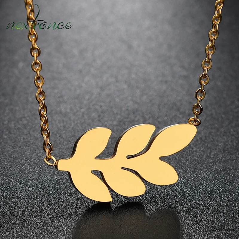 Ожерелье макси с подвеской в виде оливкового листа Nextvance богемное колье цепочкой