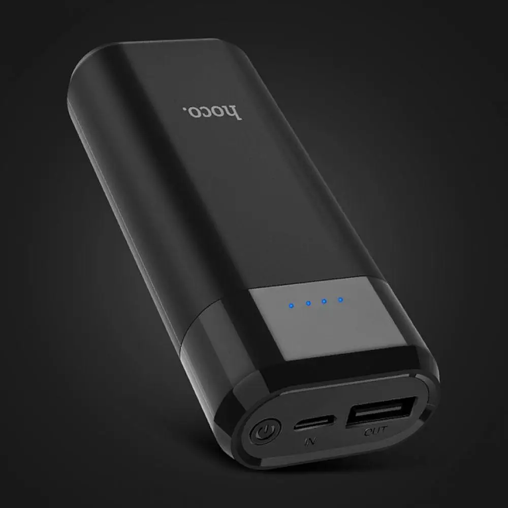 HOCO power Bank 5200 мАч Мини USB светодиодный 18650 литиевая внешняя батарея портативное зарядное устройство power bank для Xiaomi Iphone - Цвет: black