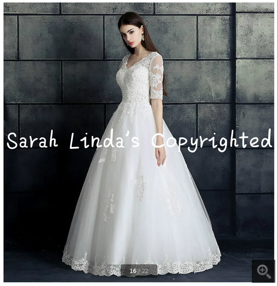 Vestidos De Noiva 2017 ТРАПЕЦИЕВИДНОЕ кружевное свадебное платье с коротким рукавом