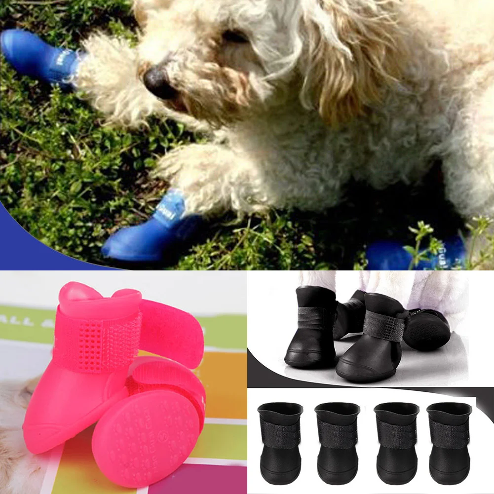 Нескользящие резиновые сапоги для домашних животных 4 шт./компл.