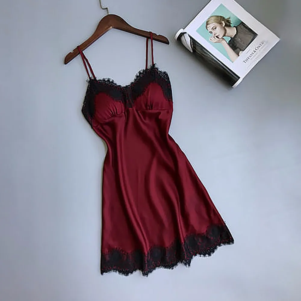 Шелковое кружевное нижнее белье Babydoll ночное для женщин ночная рубашка