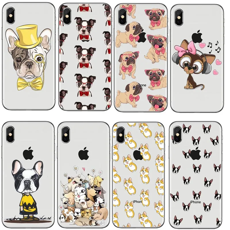 Мягкий чехол из ТПУ для iPhone 5 5S SE 6 6S 7 8 Plus XR X XS Max Pug Dog силиконовый телефона|Бамперы| |