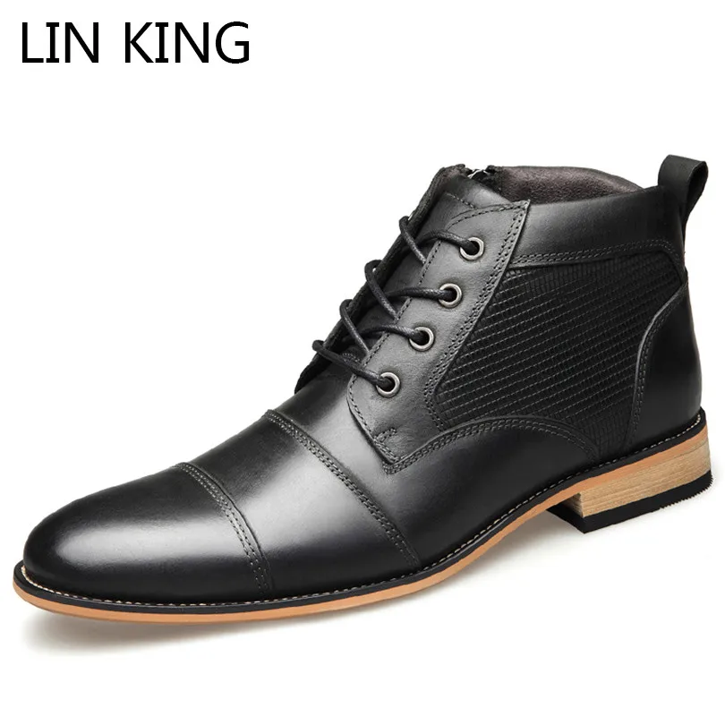 LIN KING/модные мужские ботинки большие размеры 50 на шнурках весну осень