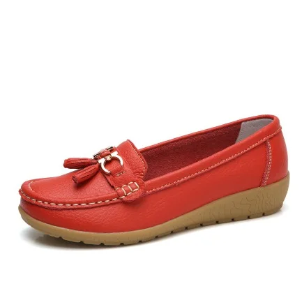 SLYXSH Women Ballet Shoes Flats Cut Out Leather Breathbale Moccains Boat Ballerina Ladies