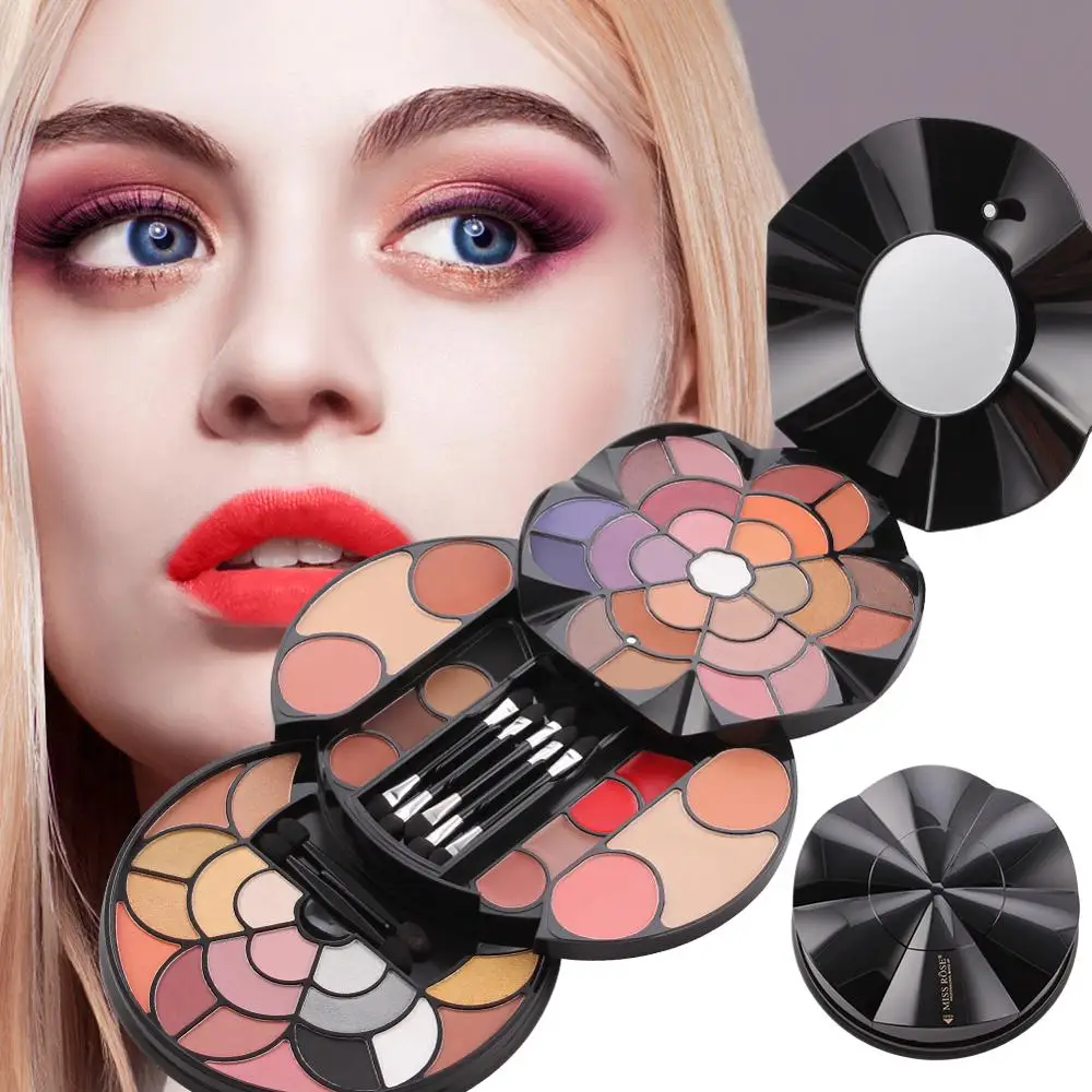 Miss Rose наборы для макияжа матовые тени век пудра бровей румяна помада складная