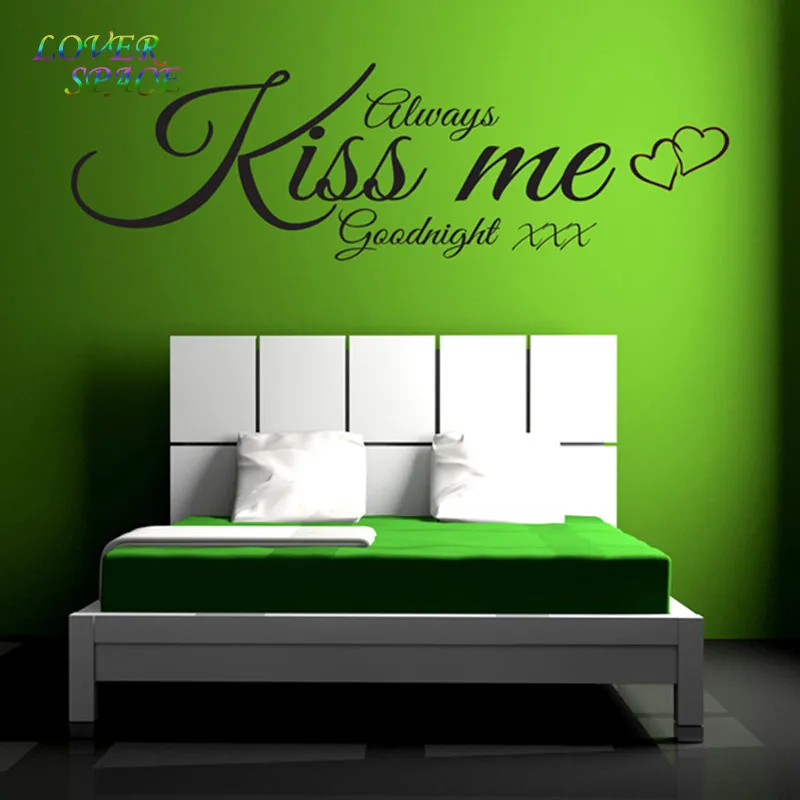 Наклейка на стену с цитатой ALWAYS KISS ME GOODNIGHT 3 стикер для спальни гостиной домашний