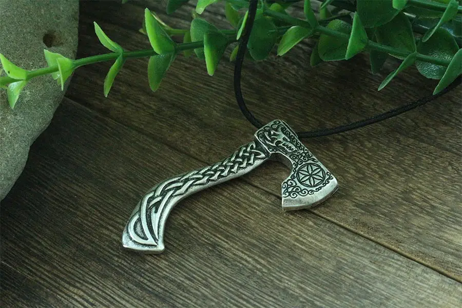 lanseis 1pcs viking wolf axe necklace men pendant Nordic pagan jewelry | Necklace