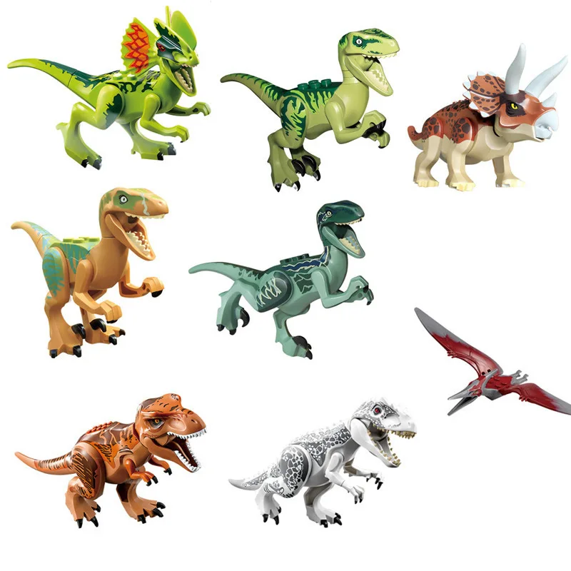 8 шт./лот Динозавр мир Юрского периода детские развивающие строительные блоки