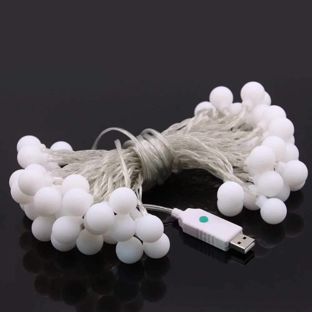 5 В фары USB ФЕЯ светодио дный строка 10 м 60 Рождественский шар гирлянды садовые