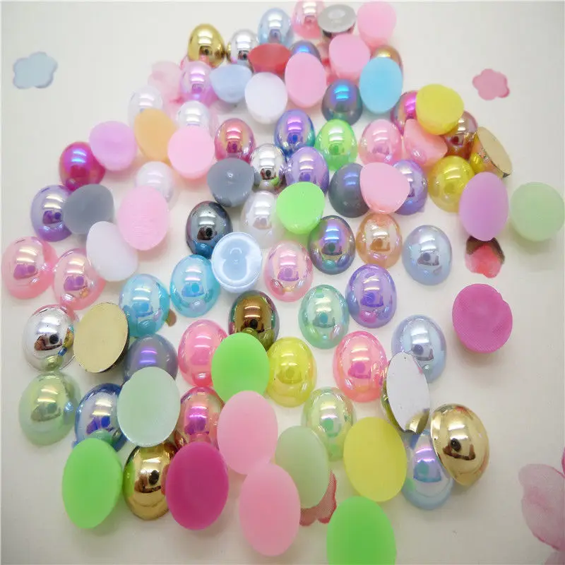 48 шт./лот Размер 12 мм искусственный жемчуг разноцветные полукруглые бусины с