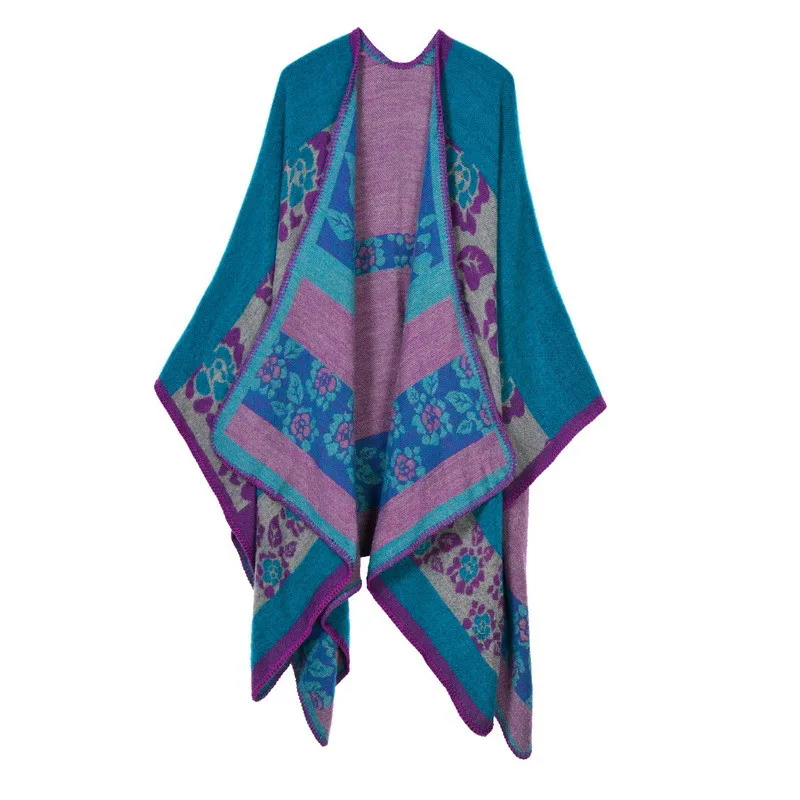 130*150 winter Thicken floral Cashmere Poncho shawl Women fashion Warm Ponchos And Capes coat female both sides Blanket scarf | Аксессуары