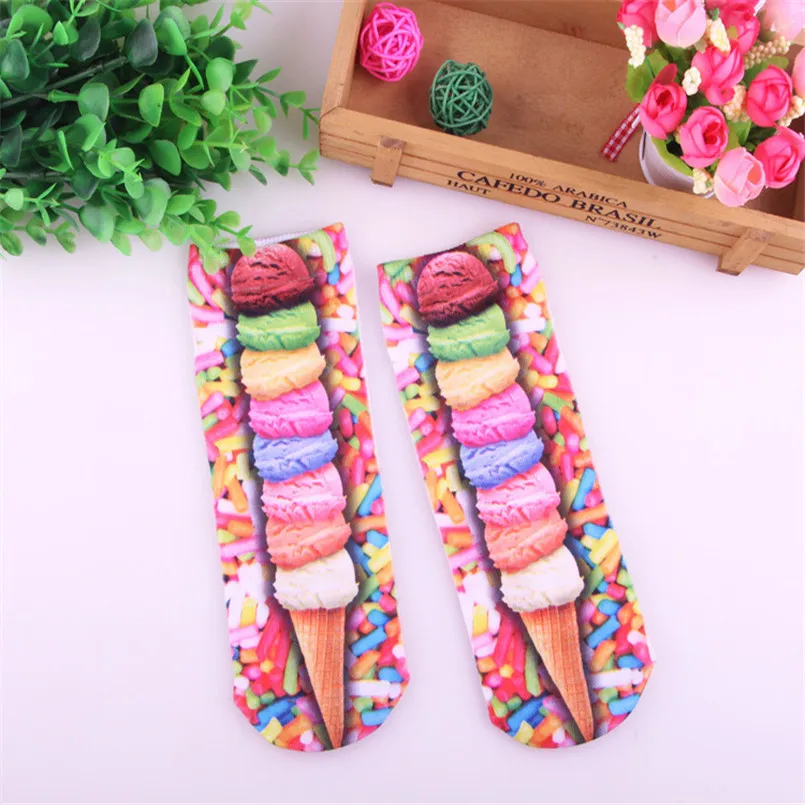 

Personality Fashion Rainbow color 3D Lovely Unisex Cute Low Cut Ankle Casual Cotton sock Women's 8pairs