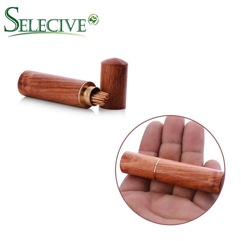 

Wooden Portable Toothpick Holder Cotton Swabs Holder Rosewood Ebony Dispenser Storage Box Portable Craft Handmade Gift