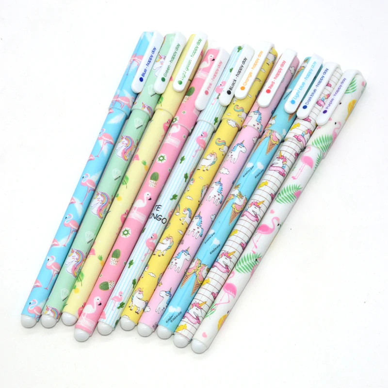 10 шт./партия гелевая ручка с единорогом Stylo Licorne lapicэконоы Kawaii Flower Kalemler Gelpennen Animal