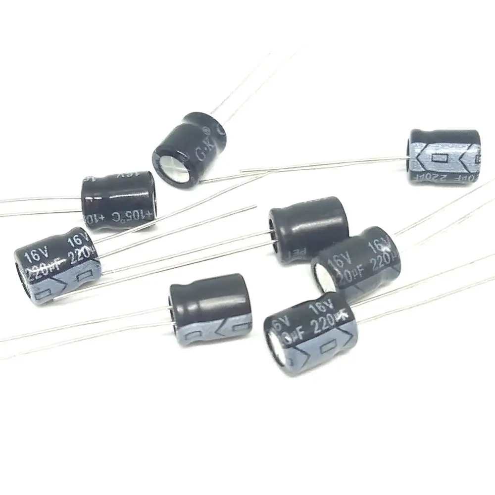 

Pengiriman gratis! 100 pcs/lot 220uF 16V Electrolytic kapasitor 220uF 16v 6x7mm aluminium kapasitor elektrolit ic ...