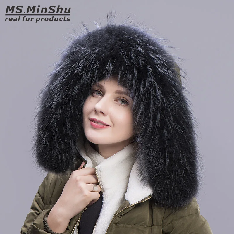 

Воротник MS.MinShu из черного меха енота, капюшон, шарф из натурального Лисьего меха, воротник, пуховик, капюшон, отделка, меховая отделка на зака...