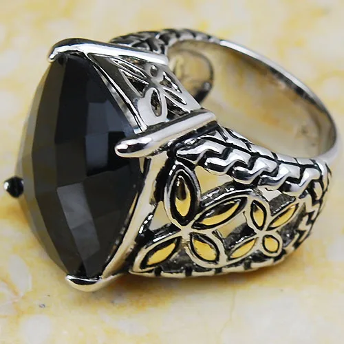 Женское серебряное кольцо с черным ониксом модель F816 размер 6 7 8 9 10|925 sterling silver