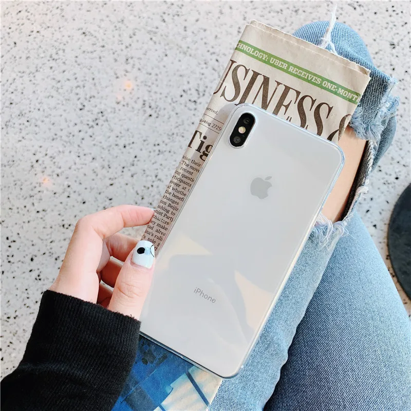 DECOCASE Brief Plain Black Clear Ultra-thin Silicone Shockproof Phone Case for iPhone 6 6s 7 8 Plus X XR XS Max Cover Accessory |
