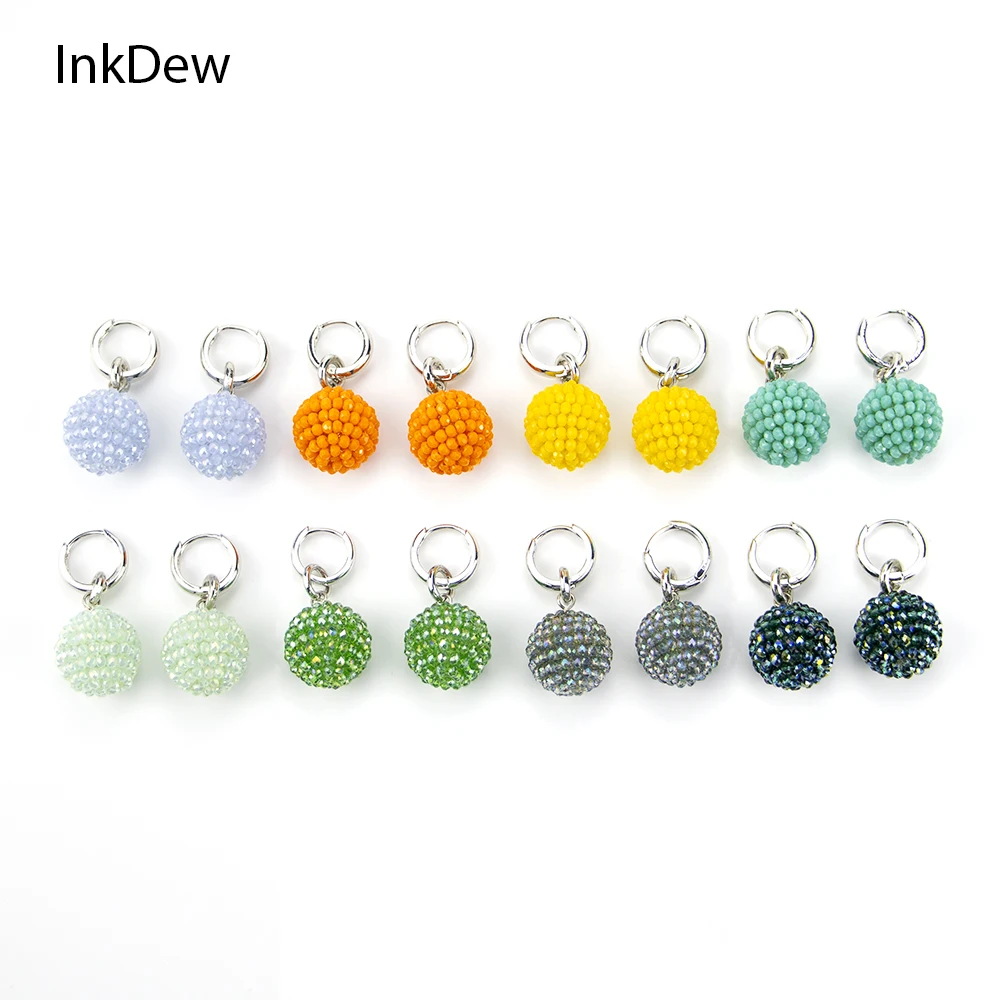 Большие сферические серьги капли INKDEW весенние цвета бусины ручная работа с