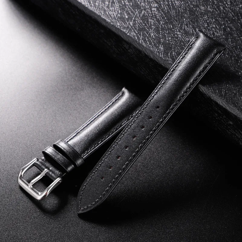 REMZEIM Leather Watchband Strap 16 / 18 / 20 / 22 / 24 MM Stainless Steel Buckle Men Women Replace Band Watch Accessories