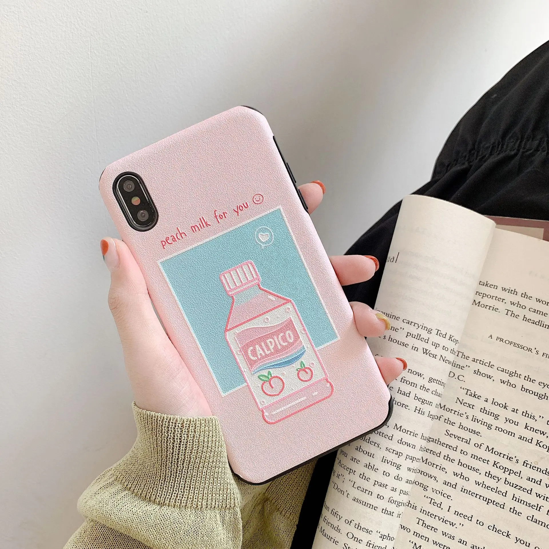 Kuutti Squishy Kawaii Peach Milk Pattern 3D Relief Phone Cases for iPhone 6 6s 7 8 Plus X XR XS Max Cover iphone plus case |