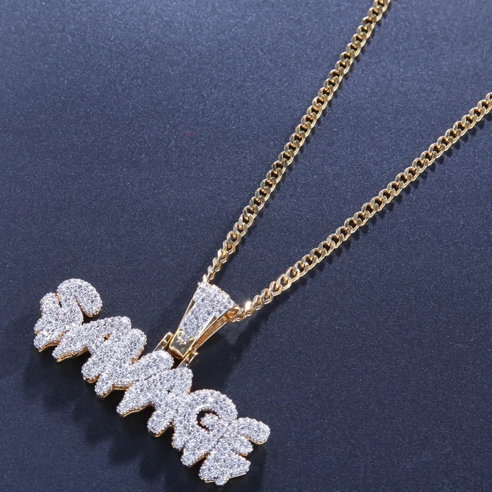 UWIN Micro Pave кубический цирконий дикарские буквы кулон с 4 мм теннисные цепи модные хип-хоп золотого цвета ожерелье для мужчин ювелирные изделия